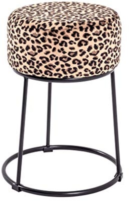 HAKU Hocker Motiv, schwarz, MDF, Metall, Textilgewebe - Maße: H 46 cm x Ø 30 cm, Style: Art Deco
