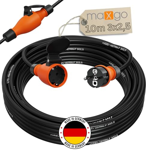 Gummi-Verlängerungskabel H07RN-F 3x2,5 mm² 10m (IP44 - Außenbereich) AC 230V / 16A Schuko