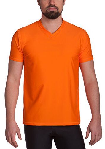 iQ-UV Herren T-Shirt 300 Regular geschnitten V-Ausschnitt UV-Schutz, Orange, S (48), 6381222260-48S