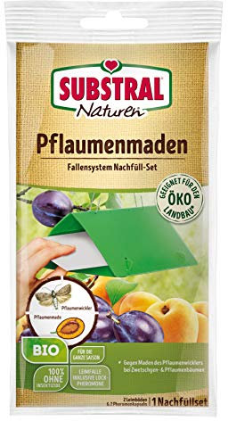 Substral Naturen Pflaumenmaden-Falle Nachrüst-Set, zum Abfangen der Pflaumenwicklermännchen, 2 Pheromon-Dispenser + 2 Leimböden, Grün
