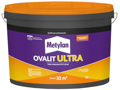 METYLAN Ovalit Ultra, colle prête à l'emploi renforcée pour revêtements muraux plastiques et PVC -Convient aux pièces humides - Seau 18kg