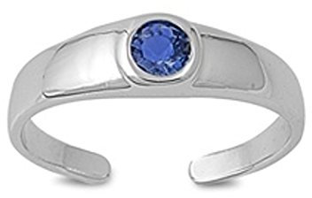 Zehenring aus 925 Sterling Silber als Fußschmuck für Damen, Herren und Mädchen, Größenverstellbar, blauer Zirkonia 6