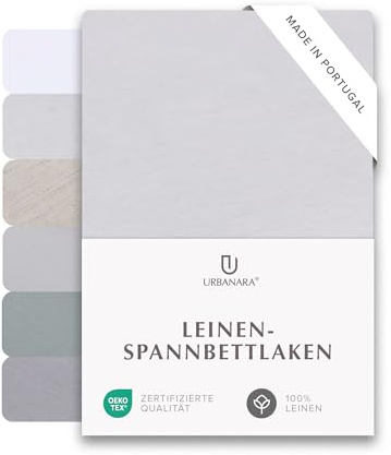 URBANARA Spannbettlaken Toulon 160x200 cm bis 25 cm Steghöhe I 100% europäisches Leinen Made in Portugal Oeko Tex Zertifiziert I Atmungsaktiv & Temperaturregulierend mit Gummizug I Natur