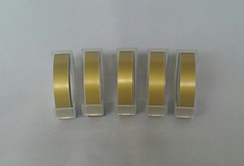 Motex Dymo Compatible Embossing Tape - 5 Pack - Gold Tape