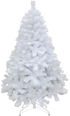 Shatchi 8FT / 2.4M Alaskan Pine White Artificial Christmas Tree Bushy, 1100 Tips Xmas Home Decorations, PVC, 240CM / 8FT White