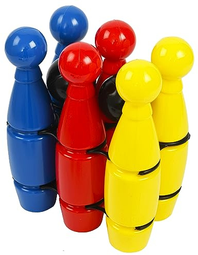 BLUE SKY - 6 Bowling Pins - Geschicklichkeitsspiel im Freien - 046438 - Mehrfarbig - Kunststoff - 24 cm - Kinderspielzeug - Outdoor-Spiel - Garten - Ab 3 Jahren
