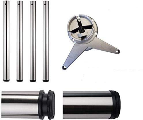 Quellmalz 4er Set höhenverstellbarer Stützfüße in Chrom Optik 705 mm + 50 mm Rundrohr 60 mm Durchmesser Möbelfuß Tischbein Möbelfüße