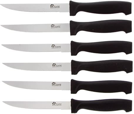 Pradel Excellence - 7030-6N - Lot de 6 Couteaux à Steak, Manche Noir