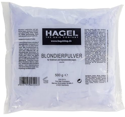 HAGEL Blondierung 500g - Pulver - Starkes Aufhellungsmittel - Schwarz - Peroxidfrei - Für dunkle Braune und Schwarze Haare
