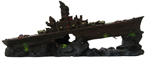 Penn-Plax Deco-Repliche Decorazione Acquario Nave da Battaglia Affondata - Sicuro per acquari d'Acqua Dolce e salata - Piccolo