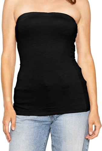 STRETCH IS COMFORT Women's Cotton Tube Top Black Medium