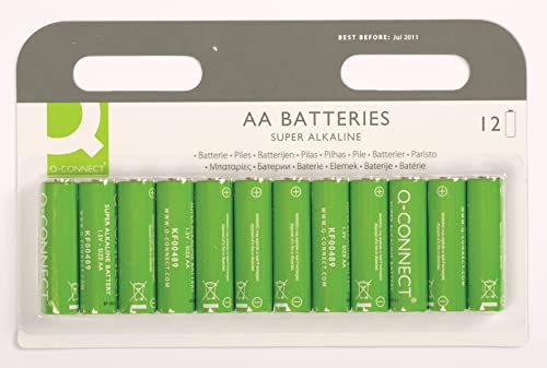Super Alkaline Batteries Q-CONNECT AA LR06 1 5V 12pcs / Office Appliances And Machines/Type-1,5V / Kind-LR6 / Colour-Green/Size-AA/Dimensions (mm)-Diameter: 14,5 Wysoko