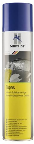 Normfest Topas Intensiv-Scheibenreiniger Schaum – haftstark, streifenfrei, gebrauchsfertig, für Glas, Spiegel und Autoscheiben, lackverträglich, ideal für Fahrzeugpflege, 400 ml