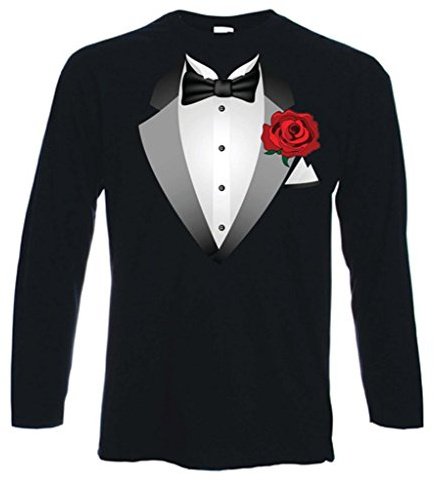 Tribal T-Shirts Mens Tuxedo Fancy Dress Long Sleeve T-Shirt (XL) Black
