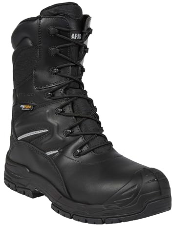 Apache Workwear Men's Combat Safety Boot | UK Size 11 | Composite Anti Scuff Toe Protection | Black Leather High Leg Shoe | Waterproof and Breathable Inner Lining