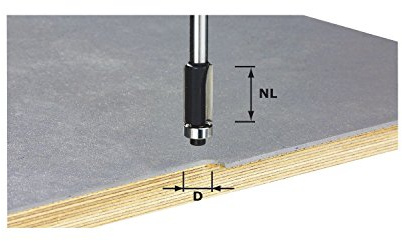 Festool Bündigfräser HW S8 D12,7/NL25 – Schablonenfräser | Schaft 8 mm, Fräsdurchmesser 12,7 mm, Nutzlänge 25 mm, Gesamtlänge 65 mm, Kugellager unten