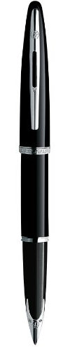 Waterman Carène Black Sea Fountain Pen | High-Gloss Black With Palladium Plated Trim | Fine Nib With Blue Ink Cartridge | Gift Box