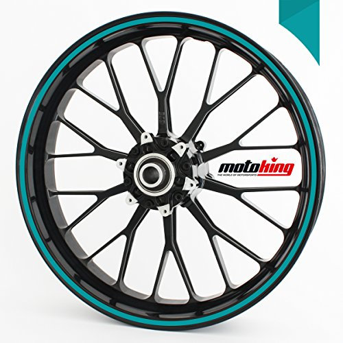 Motoking Felgenaufkleber 360° GLÄNZEND / 15 bis 18 / 6 mm/TÜRKIS