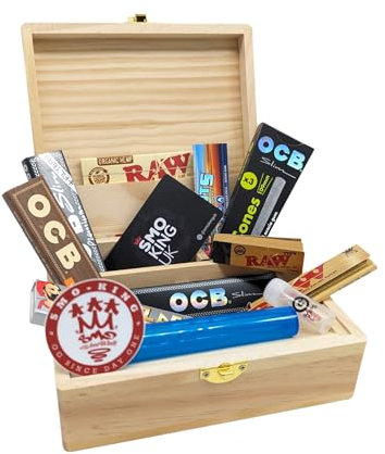 Rolling Supreme T3 Size Solid Pine Rolling Box Complete with Premium Smokers Accessories - Gift Set by SMO-King