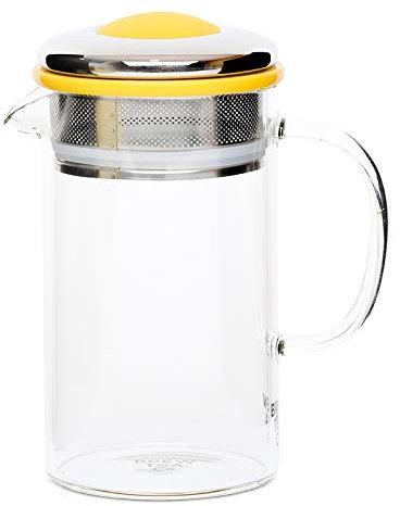 Brew Tea Company - Yellow Tea Pot - Glass Tea Pot for One - 400ml