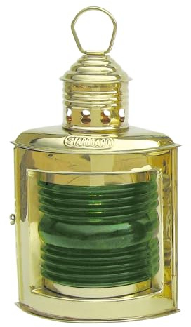 Steuerbordlampe mit Petroleumbrenner Schiffslampen Messing H=23cm Sea-Club