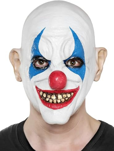 Maskworld Psycho Clown Maske des Grauens aus Latex - Erwachsenen Grusel Kostüm Vollmaske - ideal für Halloween, Karneval, Motto- & Grusel-Party