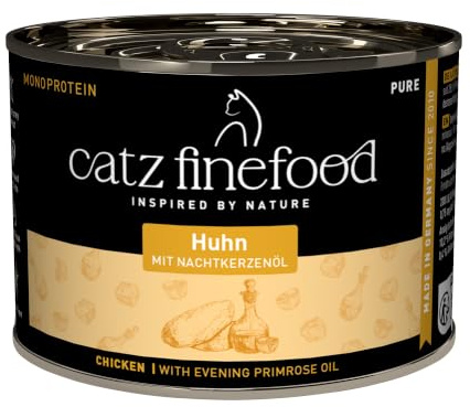 catz finefood Purrrr Huhn Monoprotein Katzenfutter nass N° 103, für ernährungssensible Katzen, 70% Fleischanteil, 6 x 200g Dose