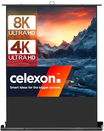 celexon Ultramobil Plus - Schermo professionale pull-up 85 | 160 x 160 cm 1:1 | Trasportabile 8 K Full HD schermo proiettore per spogliarsi e appoggiare rapidamente | Con maniglia + giunto a forbice