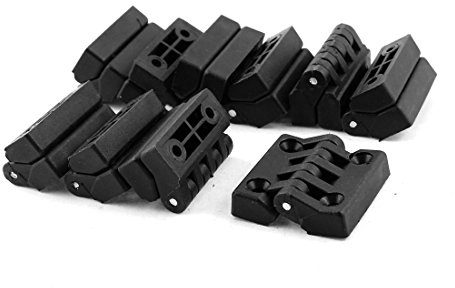 sourcingmap 10pcs Charnière Plastique Porte Placard Armoire Charnière à roulements à bille 41 x 39 mm noir