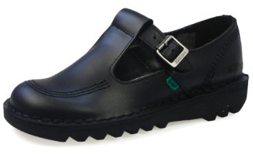 Kickers Women's Kick T Bar Black Leather School Shoes | Smart Everyday School Look | Everyday Comfort Fit, Cushioned for All-Day Wear, 7 UK