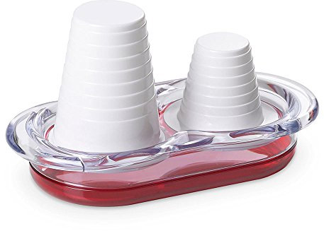 Omada Design Portabicchieri Acqua e Caffè, Porta Bicchieri Biodegradabili, Infrangibile, Lavabile in Lavastoviglie, linea Happy Drink, Rosso