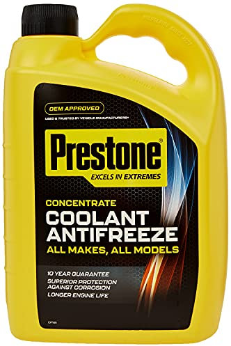 Prestone Coolant For Car, Anti-Freeze Coolant Car Fluid To Prevent Problems & Protect Car Cooling System, Car Coolant Fluid For All Makes & Models, Antifreeze Coolant Concentrate, 4 Litre Bottle