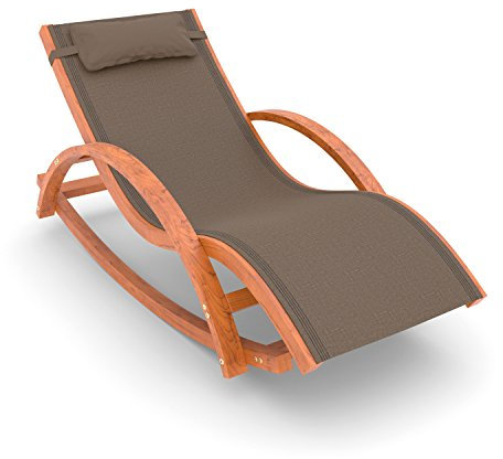 Ampel 24 Relax Schaukelstuhl Rio, Relaxliege mit Armlehnen, Gartenmöbel aus vorbehandeltem Holz, Stuhl Bespannung braun, wetterfeste Gartenliege