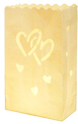 10 Stk. Lichttüten, Candle Bags, Luminaria Party & Feier Liebe Doppel Herz