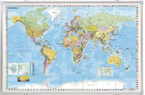 Franken KA600WP Kartentafel Welt (pinnbar 1:33.000.000, 88 x 138 cm)