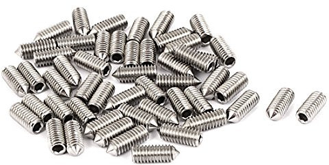 sourcing map Vis Pointeau Conique pour Poignée de Porte Vis Sans Tête Hexagonale M4 x 0,7mm x 10mm hauteur Argenté 50pcs
