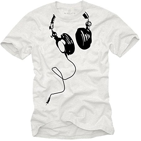 MAKAYA Maglietta DJ - Cuffie T-Shirt per Uomo
