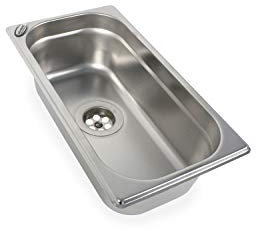 Edelstahl Spülbecken Camping Spüle Waschbecken + Ablauf 1 1/2 325x176x100 mm (ad-ideen)