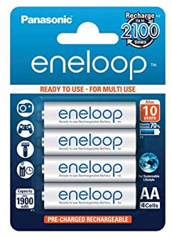 Panasonic Eneloop Batterie Stilo AA Ricaricabili, 1900mAh, 4 pezzi, Argento FBA_BK-3MCCE/4BE