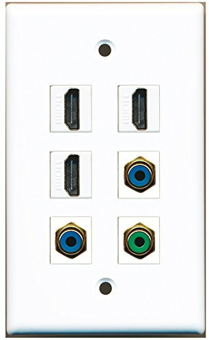 RiteAV – 3 HDMI 1 puerto RCA verde 2 Puerto RCA azul placa de pared