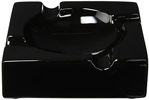 8 HankStar Large Black Ceramic Cigar Ashtray for Patio / Outdoor Use (4 Cigar Rest)