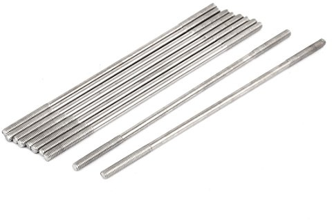 sourcing map 10 Stück Doppelend Gewindestift Schraube M3x100mm aus 304 Edelstahl | 304 Edelstahl