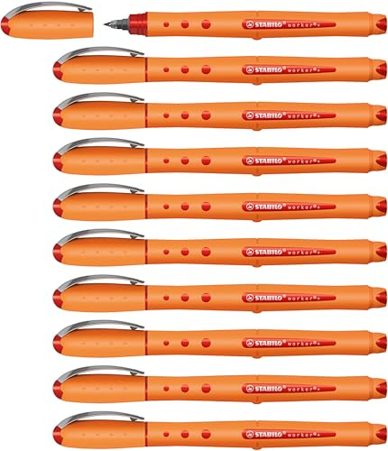 STABILO - Tintenroller - worker+ - fein - 10er Pack - rot