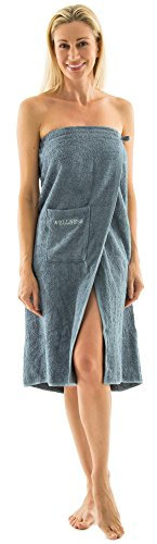 aqua-textil Wellness Toalla de Sauna Tipo Falda 90 x 150 cm Gris Mujer Hombre Tejido de Rizo Algodón