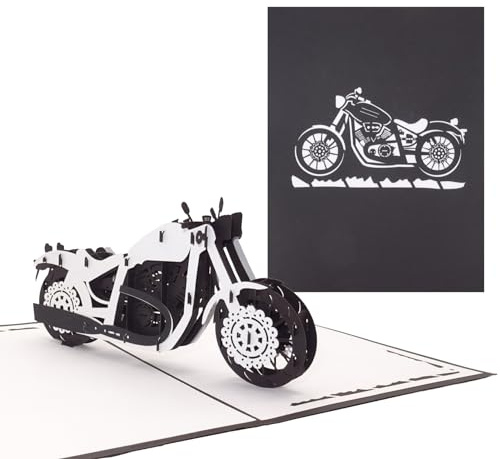 Pop-Up Karte Motorrad - schwarz - 3D Card Motorbike – Biker Geburtstagskarte, Einladung, Geschenkidee zum Geburtstag & Gutschein zum Führerschein & Ausflug mit dem Bike