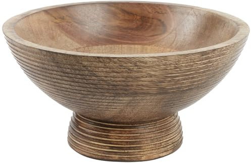 Paper High Hand Carved Makula Raised Design Mango Wood Fruit Bowl - Decorative Wooden Bowl - Fair Trade, Handmade, Sustainable Wooden Table Potpourri Bowl