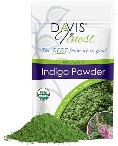 Davis Finest Organic Indigo Powder Black Henna Hair Dye 100g, Natural Hair Colour Beard Dye