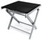 Nexos Klapphocker Sitzhocker Campinghocker Fußteil aus Aluminium und Textilene schwarz pulverbeschichtet Rahmen Hellgrau Sitzhöhe 42 cm für Balkon Terrasse