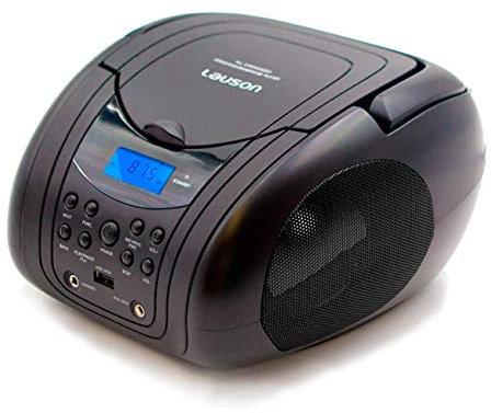 Lauson CP441 Radio Reproductor y Lector CD / MP3 | Boombox con Radio FM/PLL Estéreo Portátil | Lector USB para Memorias USB con Música MP3 | Pantalla LCD y Sintonizador Digital | CD-Player (Negro)