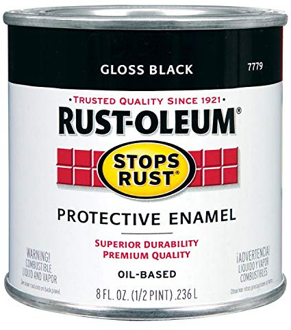 Rust-Oleum 7779730 Stops Rust Brush On Paint, Half Pint, Gloss Black